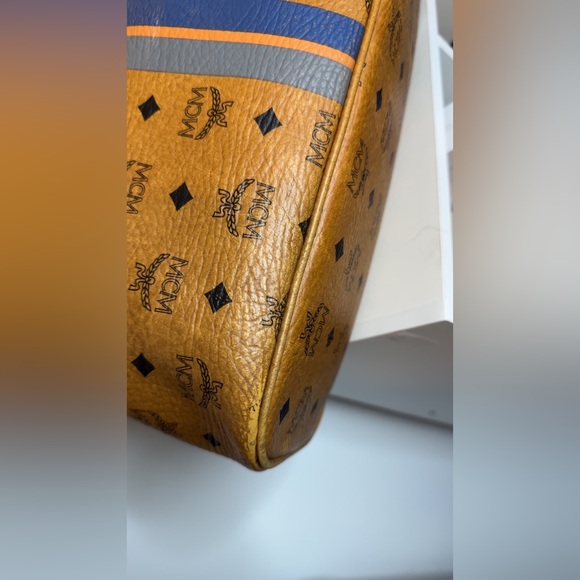 MCM Brown Tote with Blue Stripe - Picture 15 of 15